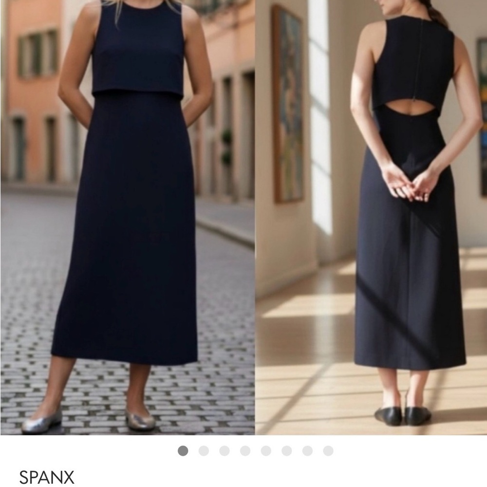 SPANX Ponte Fitted Midi Dress in Classic Navy